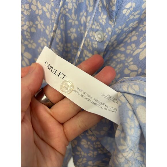 Capulet NWT Blue White Floral Tye Blouse, Sz Medium* - Picture 6 of 9